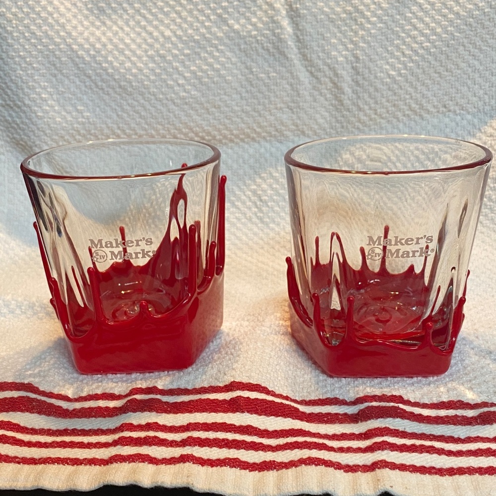 Maker's Mark Red Dipped Glasses Set